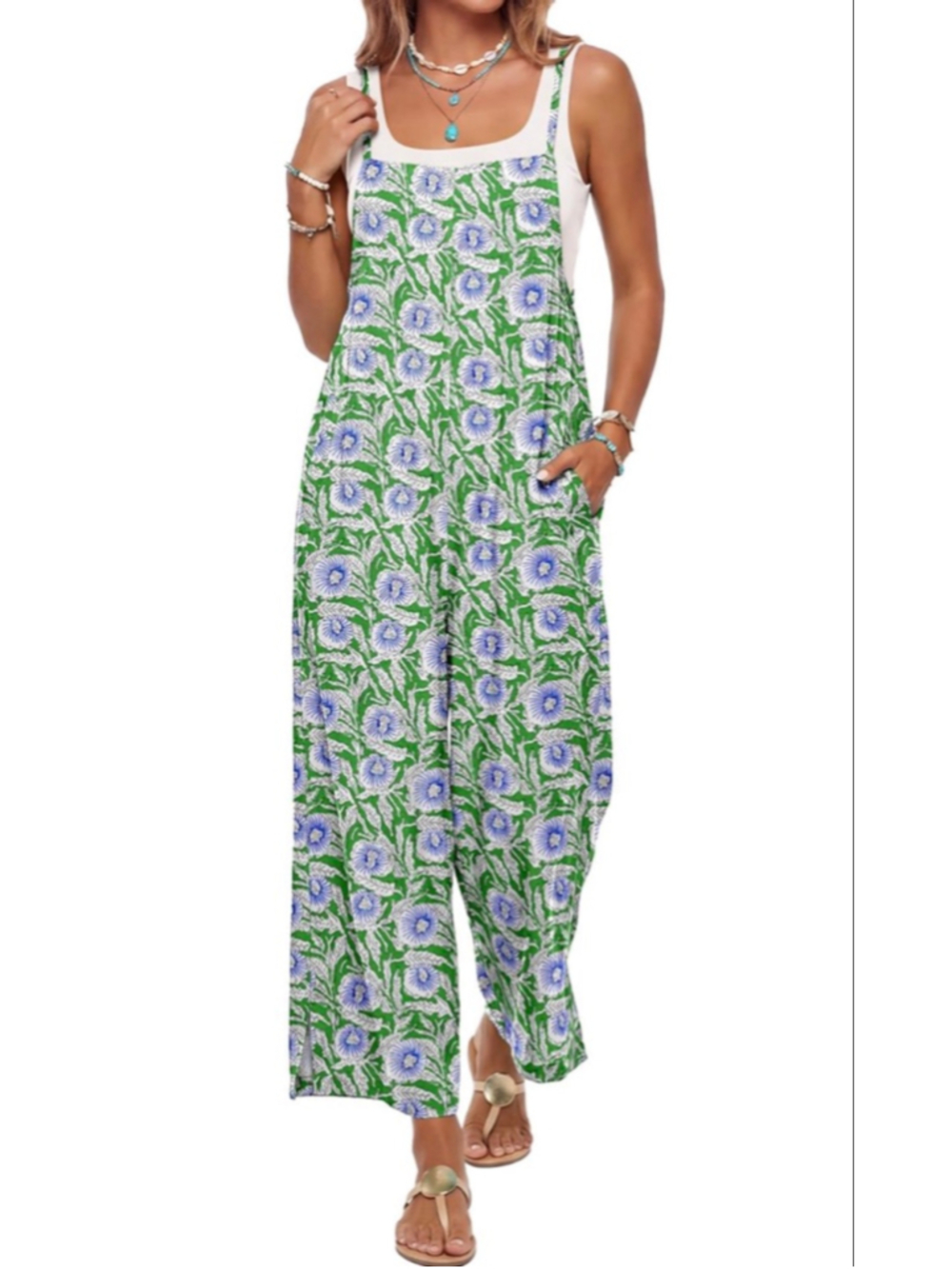 NEW LUXVEER Floral Jumpsuit Romper Boho Floral Overall S